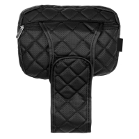 Állítható autós fejtámla párna ökobőrből, fekete rombuszminta